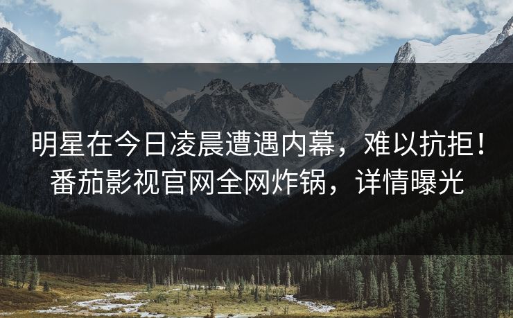 明星在今日凌晨遭遇内幕，难以抗拒！番茄影视官网全网炸锅，详情曝光