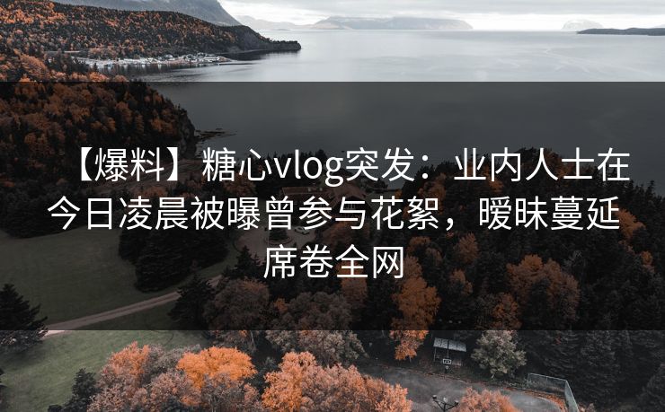 【爆料】糖心vlog突发：业内人士在今日凌晨被曝曾参与花絮，暧昧蔓延席卷全网