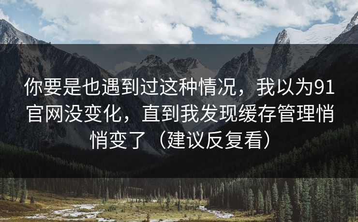你要是也遇到过这种情况，我以为91官网没变化，直到我发现缓存管理悄悄变了（建议反复看）